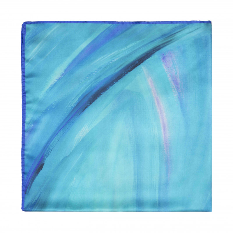 Silk foulard abstract motif- Blue
