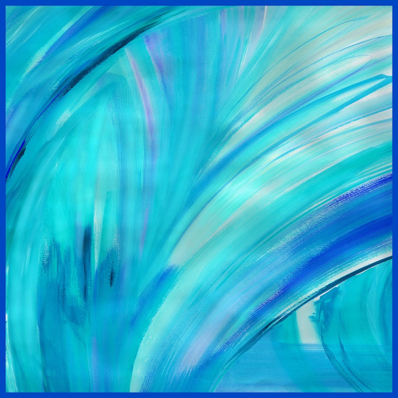Silk foulard abstract motif- Blue