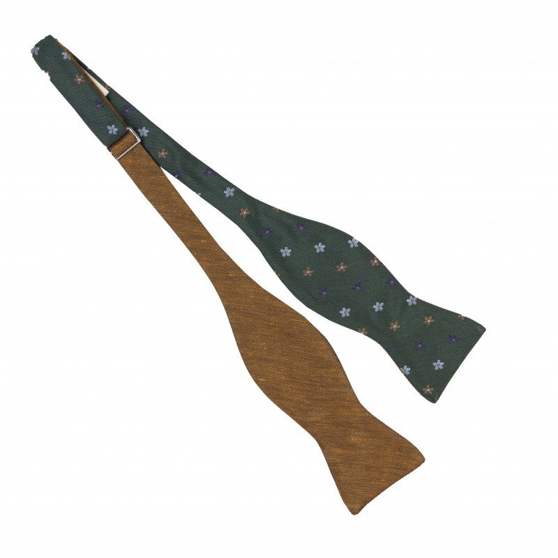 Double face self bow tie - Green/Orange