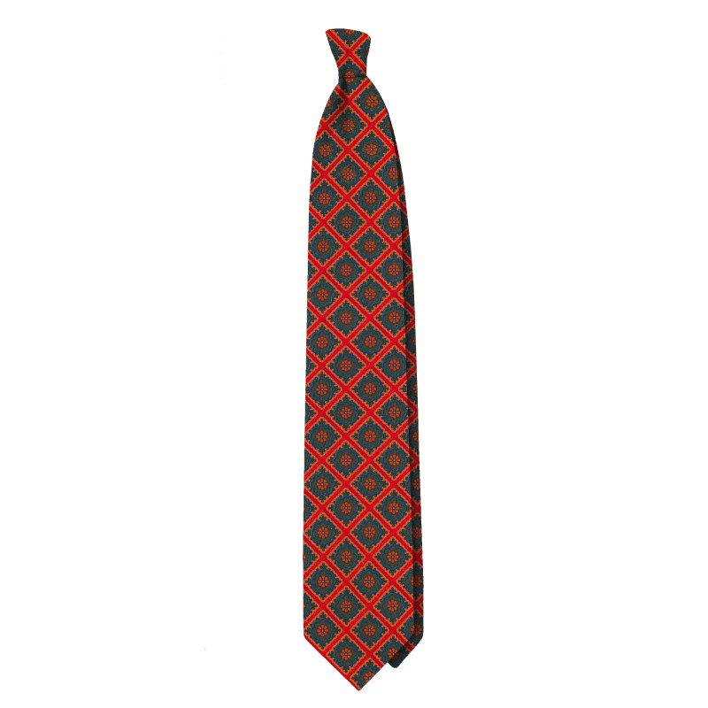 Ancient madder 3 folds tie - red floreal