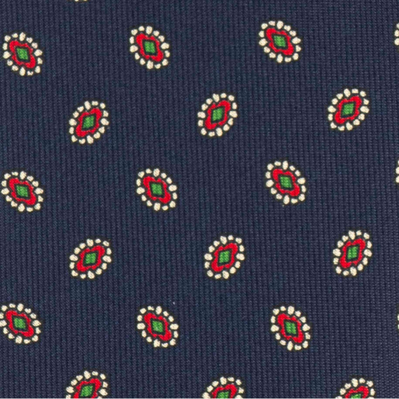 Red micro pattern handprinted 3 folds...