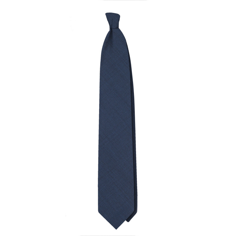 Solid 3 folds wool tie - blue Solid 3 folds wool tie - blue