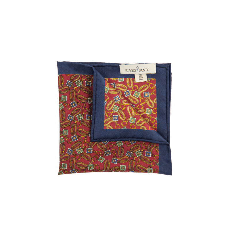 Equestrian motif vintage silk pocket...
