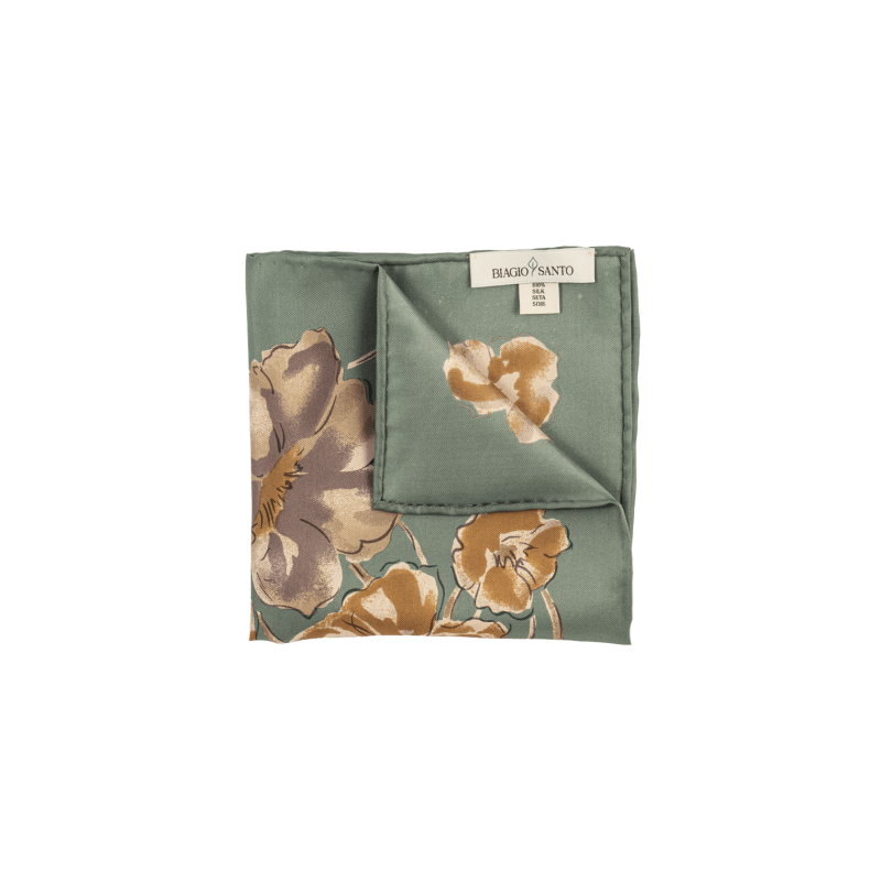 floreal motif vintage silk pocket...