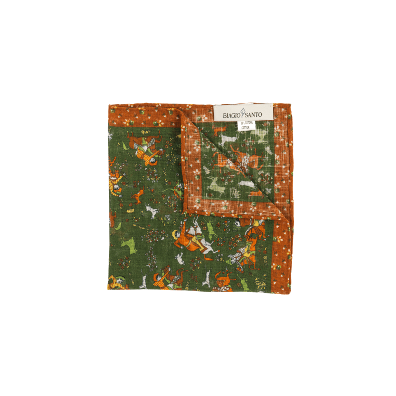 horse motif linen/cotton pocket... horse motif linen/cotton pocket...