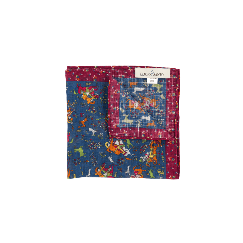 horse motif linen/cotton pocket... horse motif linen/cotton pocket...