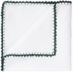 Dark Green pocket square with pippioli crochet 2