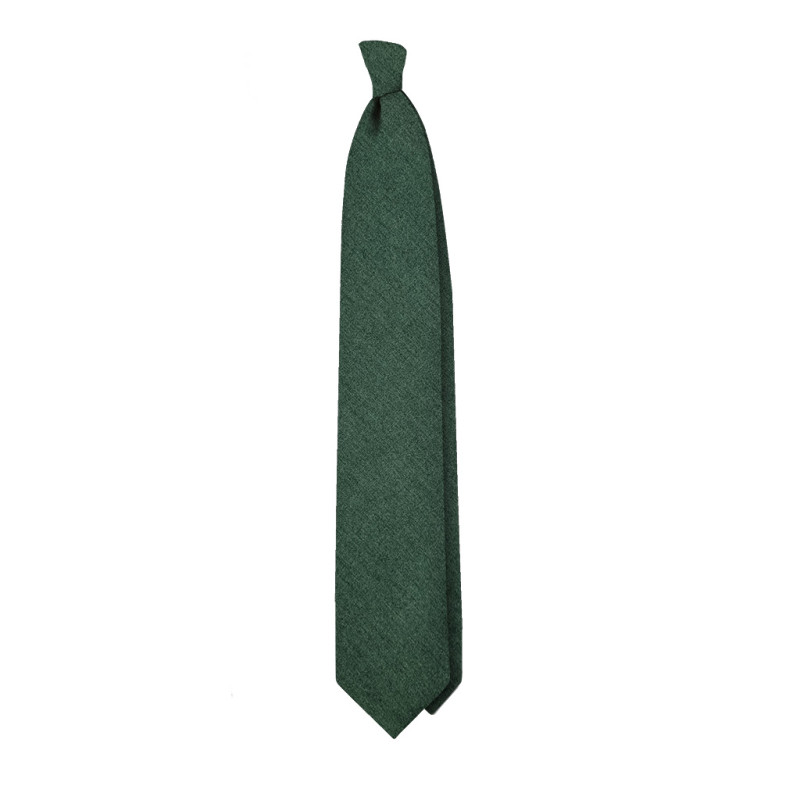 Solid 3 folds unlined tie - green Solid 3 folds unlined tie - green