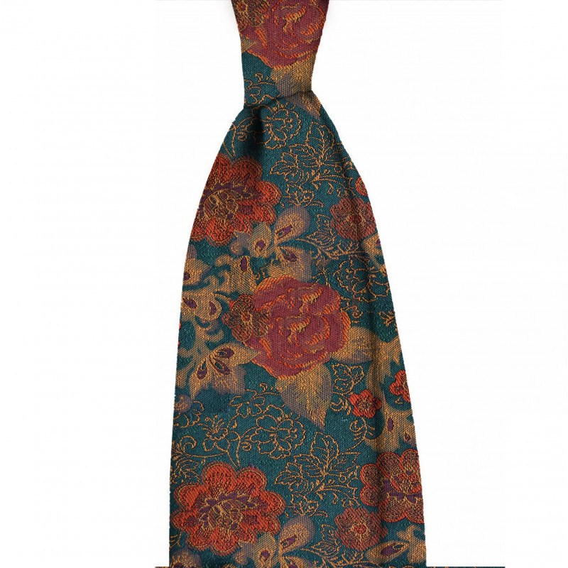 Multiflower jacquard oro-arancio