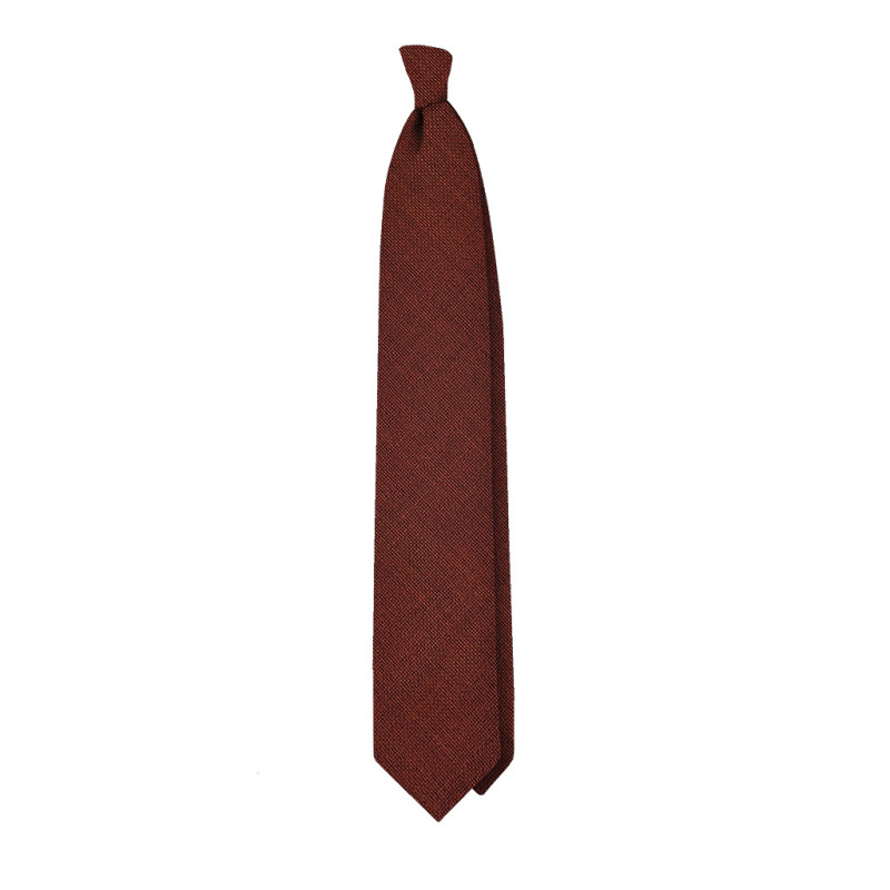 Solid wool 3 folds unlined tie - rust Solid wool 3 folds unlined tie - rust