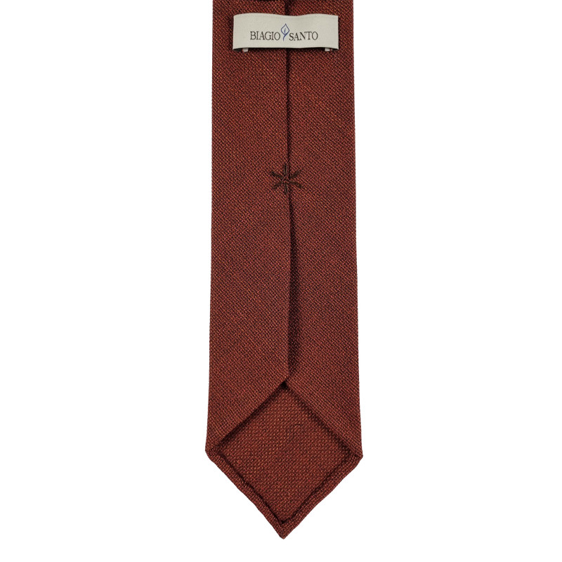 Solid wool 3 folds unlined tie - rust Solid wool 3 folds unlined tie - rust