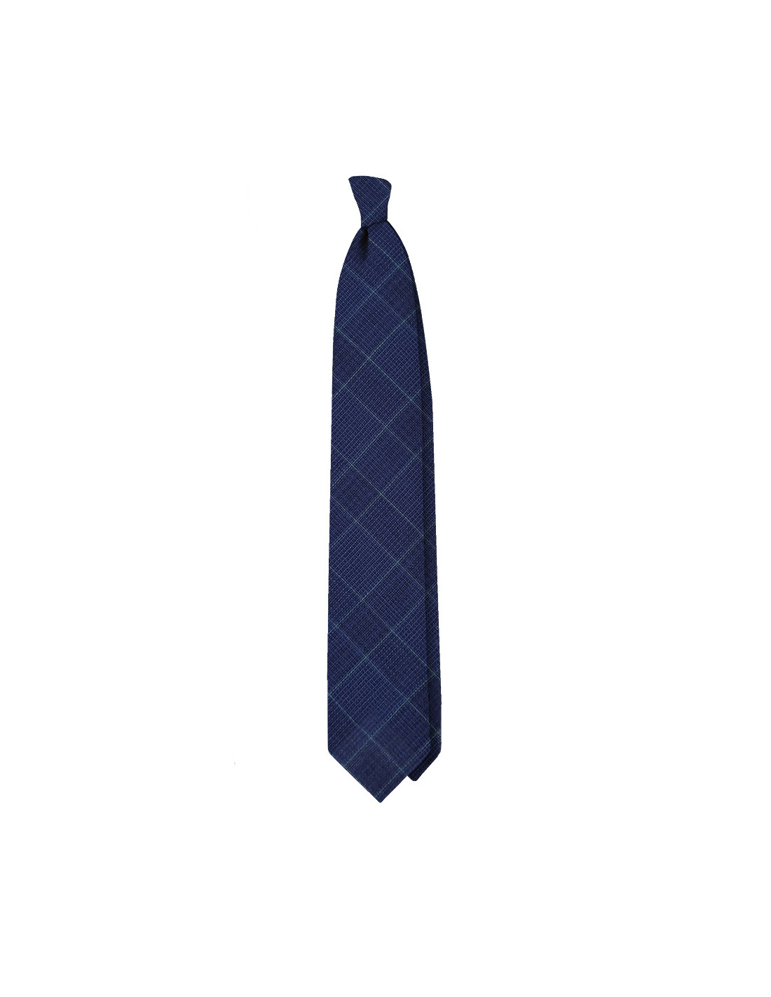 GASSANI Set 3 Cravatte Uomo A Quadri + Fazzoletto, Blu Oltremare, Modello Asti Grid, 145x10 Cm