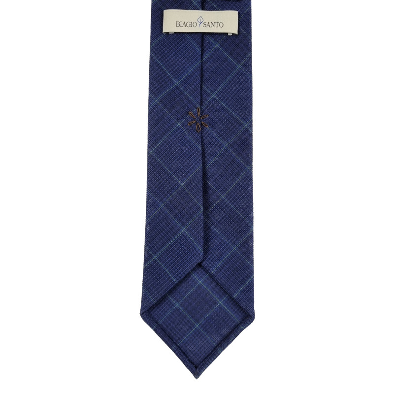 Checked wool 3 folds unlined tie -...