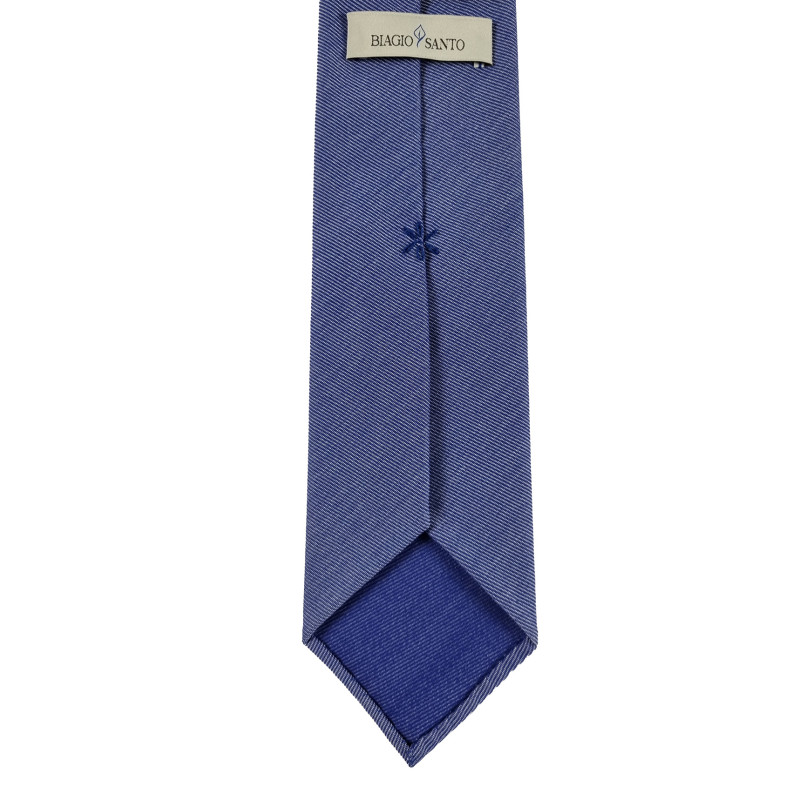 Solid 3 folds unlined tie - denim blue