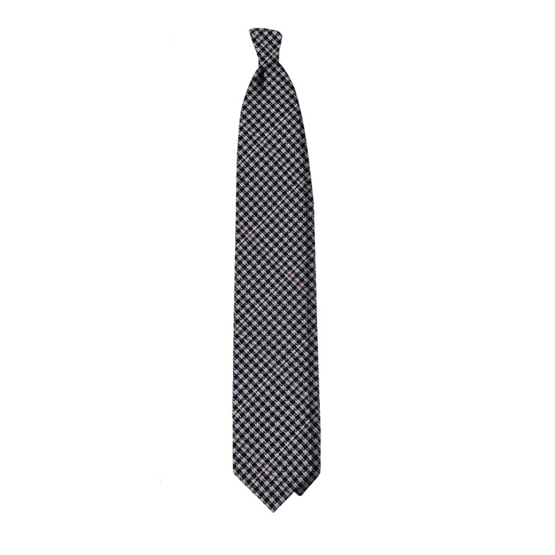 Checked wool 3 folds unlined tie -... Checked wool 3 folds unlined tie -...