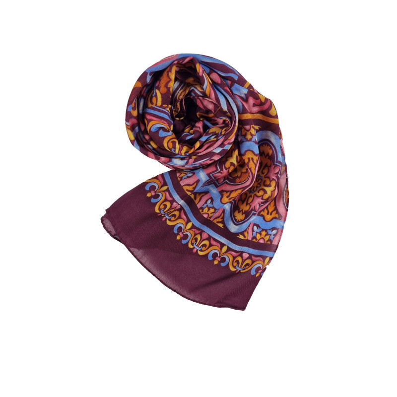 Sciarpa cashmere/modal stampa bordeaux