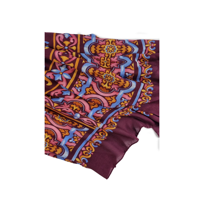Sciarpa cashmere/modal stampa bordeaux