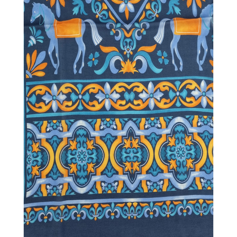 Sciarpa cashmere/modal stampa blu