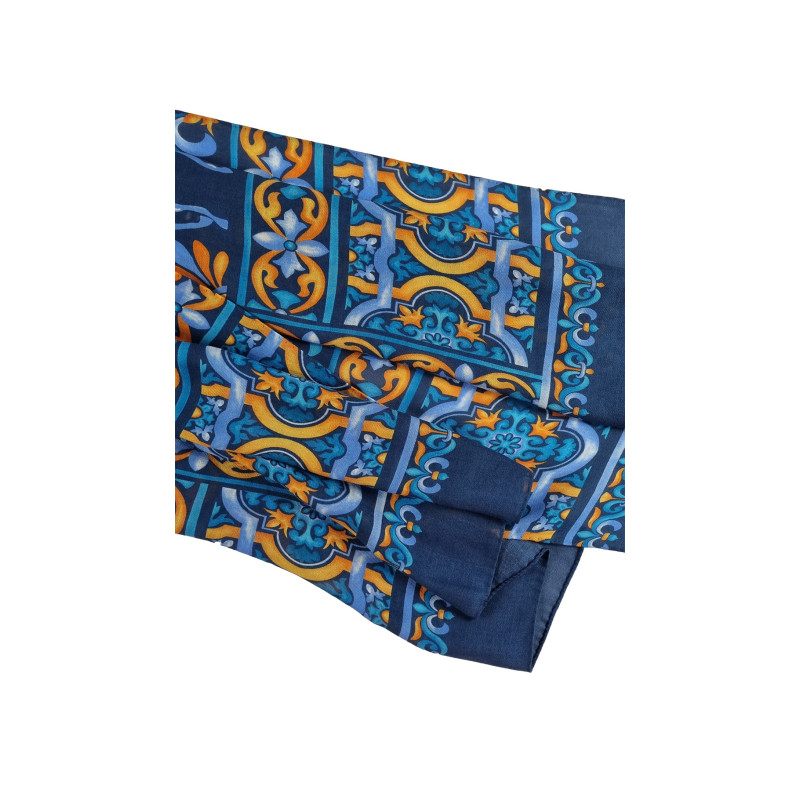Sciarpa cashmere/modal stampa blu