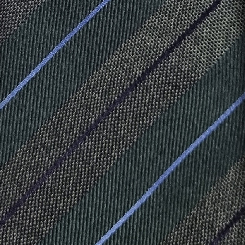 Silk stripes 3 folds unlined tie - green Silk stripes 3 folds unlined tie - green