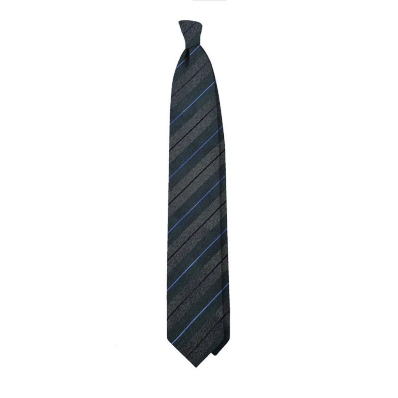 Silk stripes 3 folds unlined tie - green Silk stripes 3 folds unlined tie - green