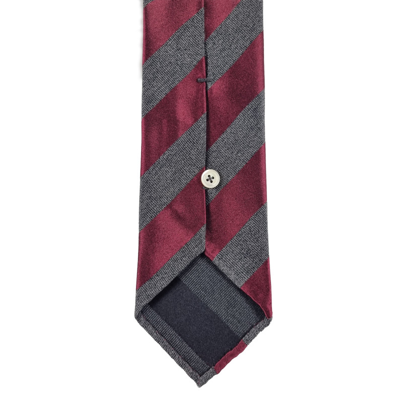 Silk stripes 3 folds unlined tie -...