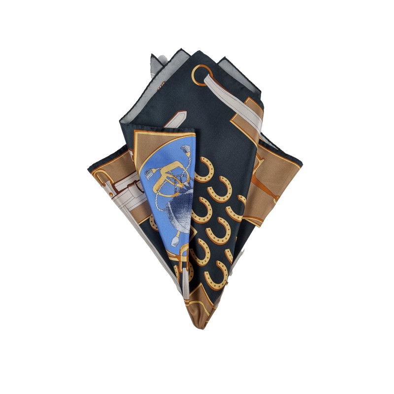 Silk neck foulard 70 x 70 horsy-...