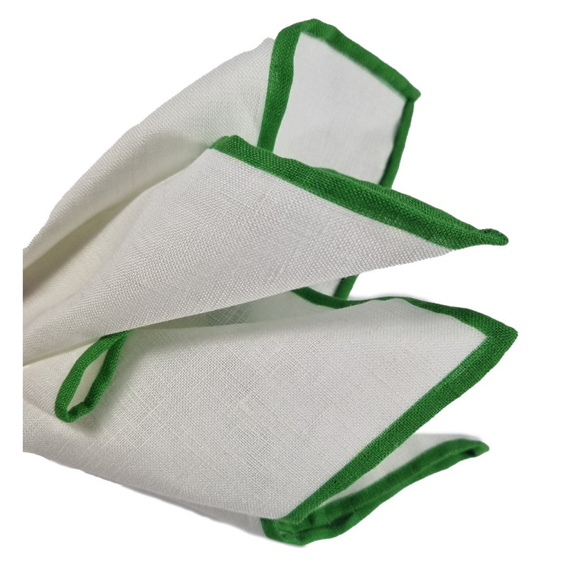 Green shoestring linen pocket square