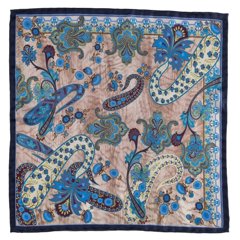 Paisley motif printed silk pocket...