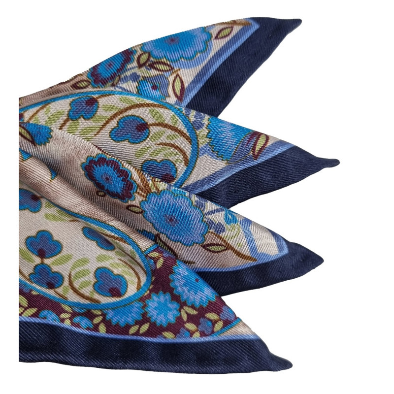 Paisley motif printed silk pocket...