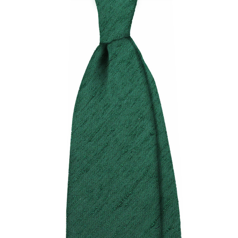 Solid 3 folds unlined shantung tie -...