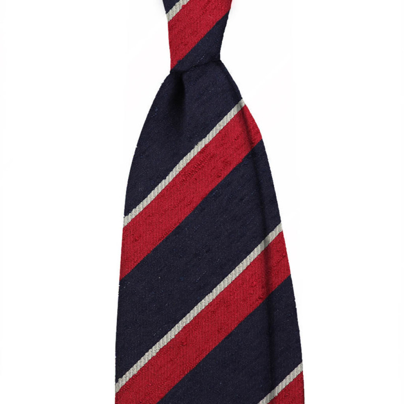 3 folds unlined shantung stripes tie...