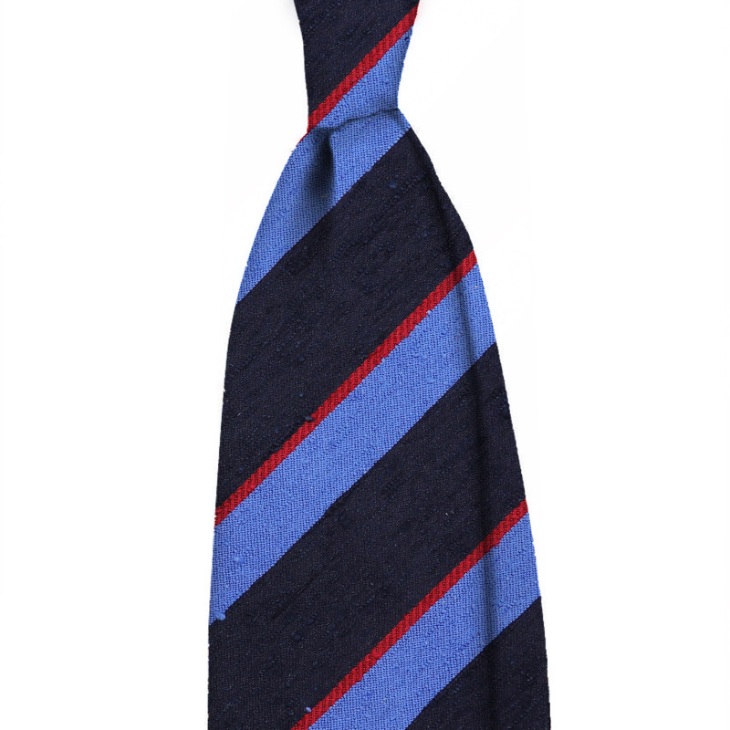 3 folds unlined shantung stripes tie...