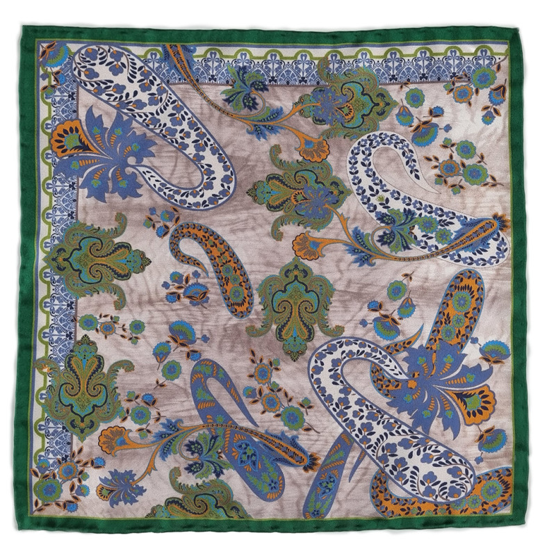 Paisley motif printed silk pocket...