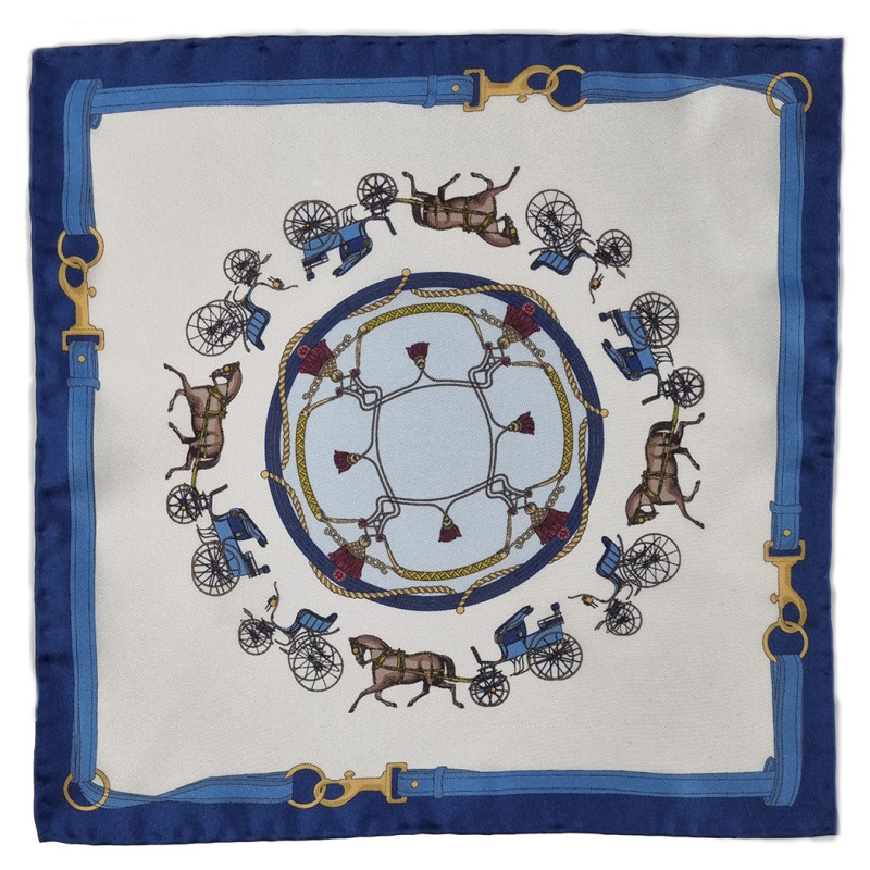 Horse motif printed silk pocket...