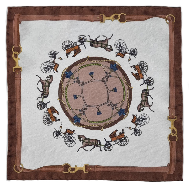 Horse motif printed silk pocket...