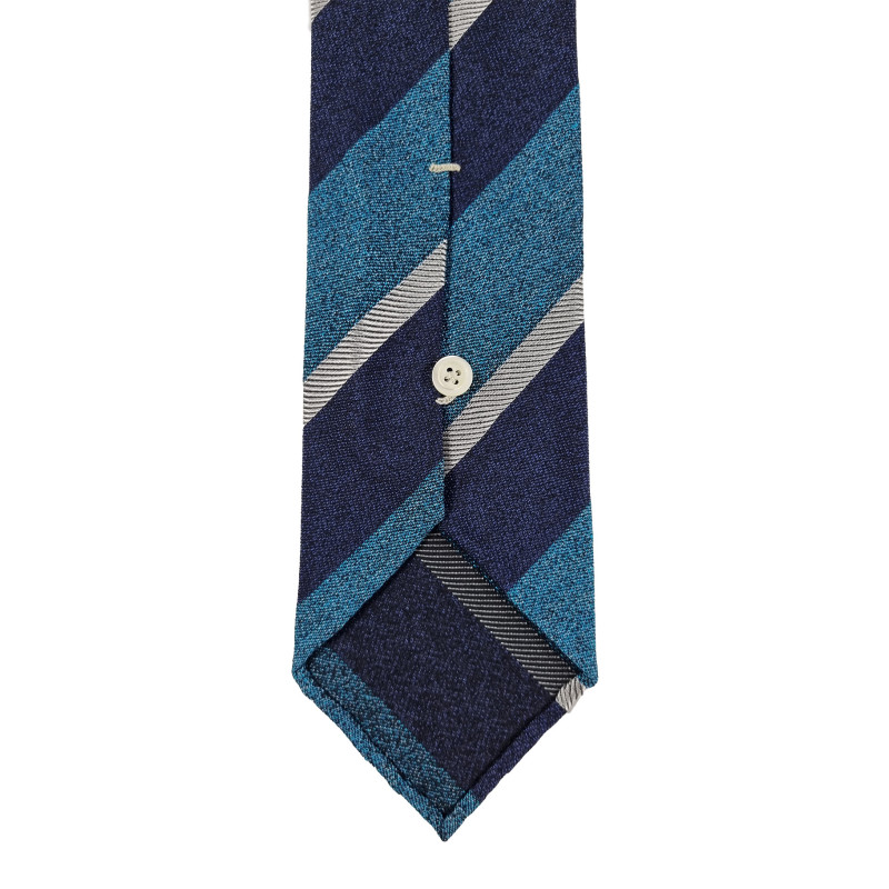 jacquard stripes 3 folds tie - navy/teal