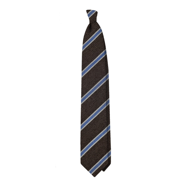 Jacquard stripes 3 folds unlined tie...