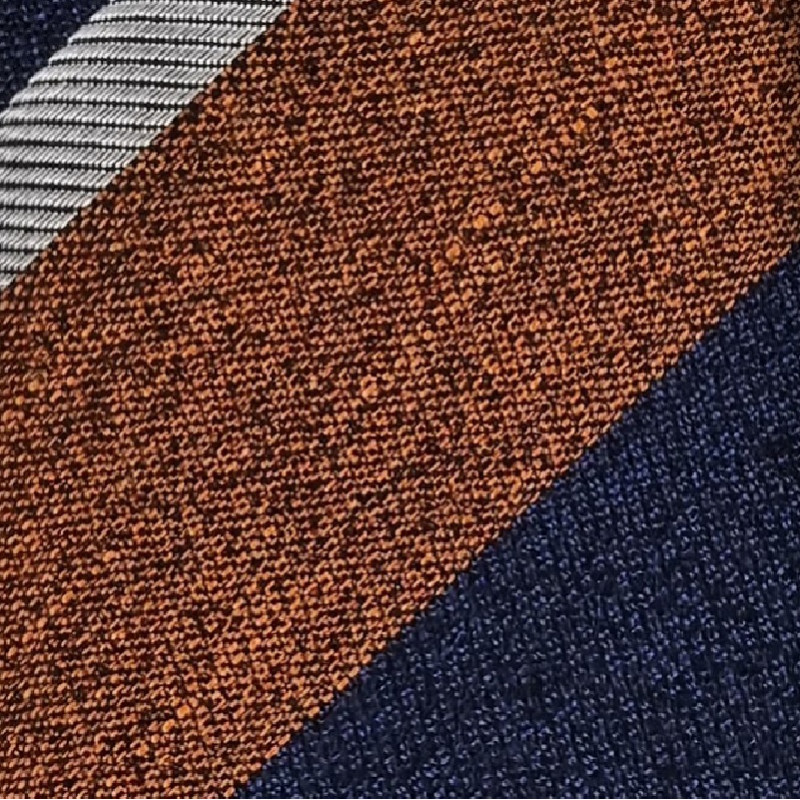 Jacquard stripes 3 folds tie - navy/rust