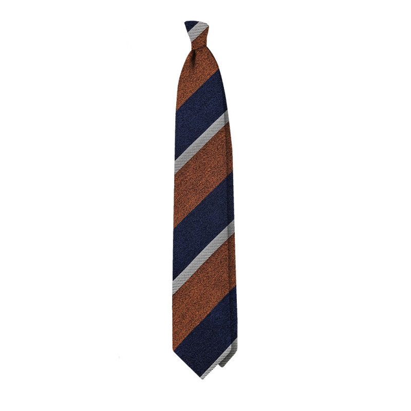Jacquard stripes 3 folds tie - navy/rust
