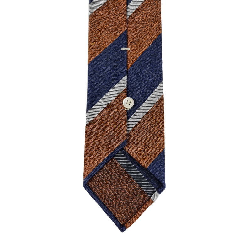 Jacquard stripes 3 folds tie - navy/rust
