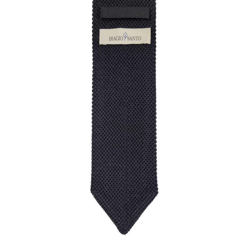 Silk knitted tie - black