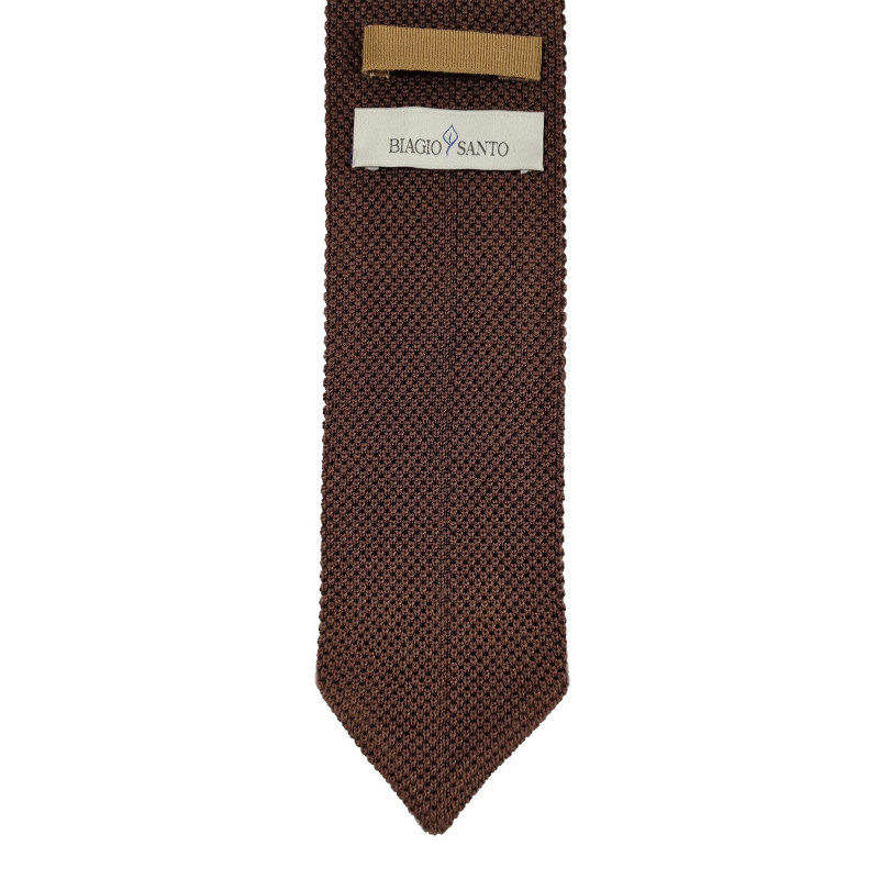 Cravatta a maglia in seta - marrone