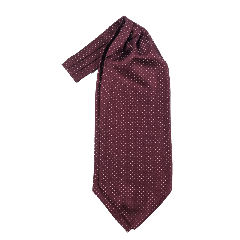 Silk ascot tie dots small pattern -...
