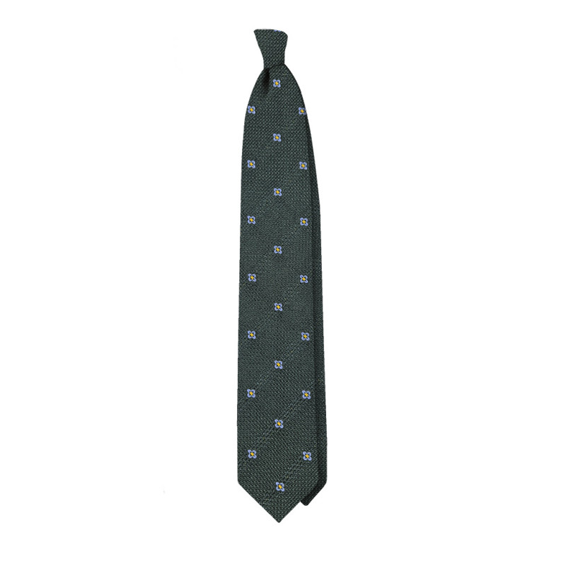 Light blue flowers silk jacquard tie...