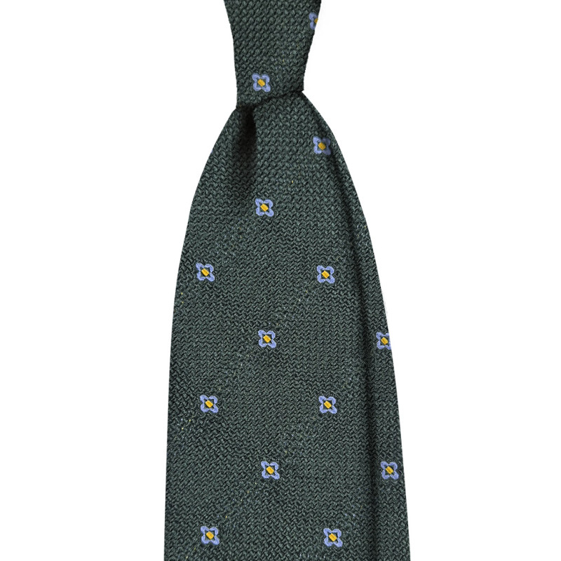 Light blue flowers silk jacquard tie...