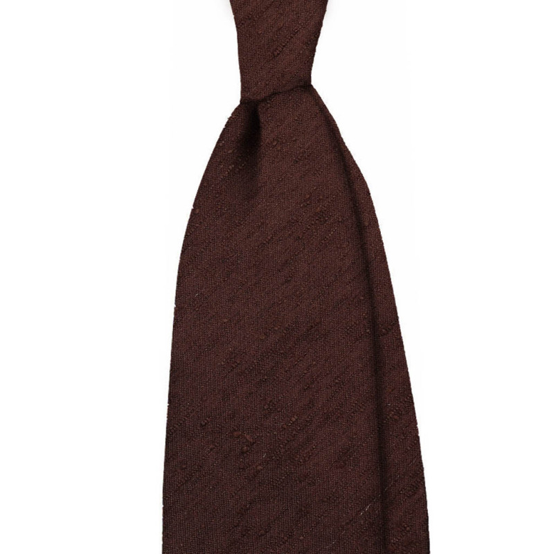 Cravatta seta shantung - marrone