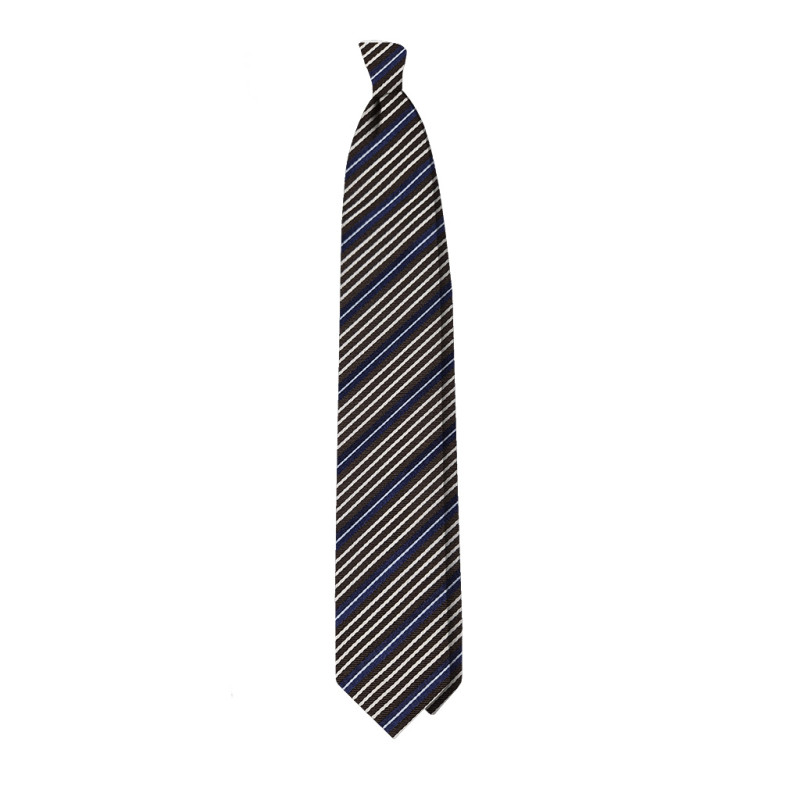 Multistripes 3 folds unlined tie - brown