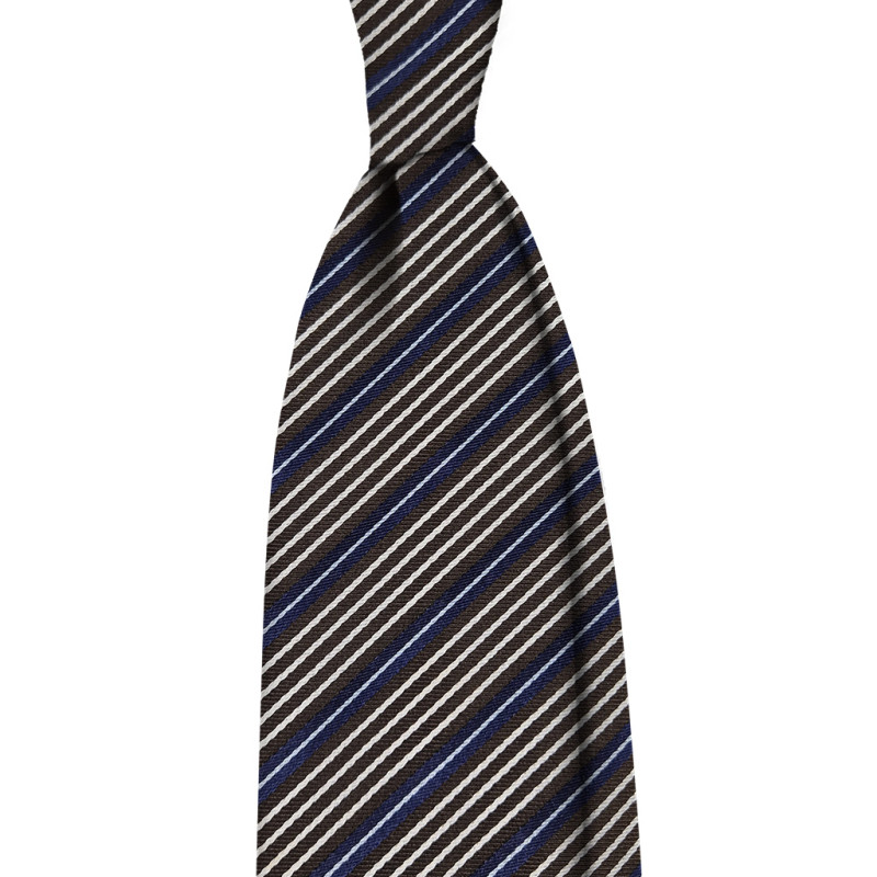 Multistripes 3 folds unlined tie - brown