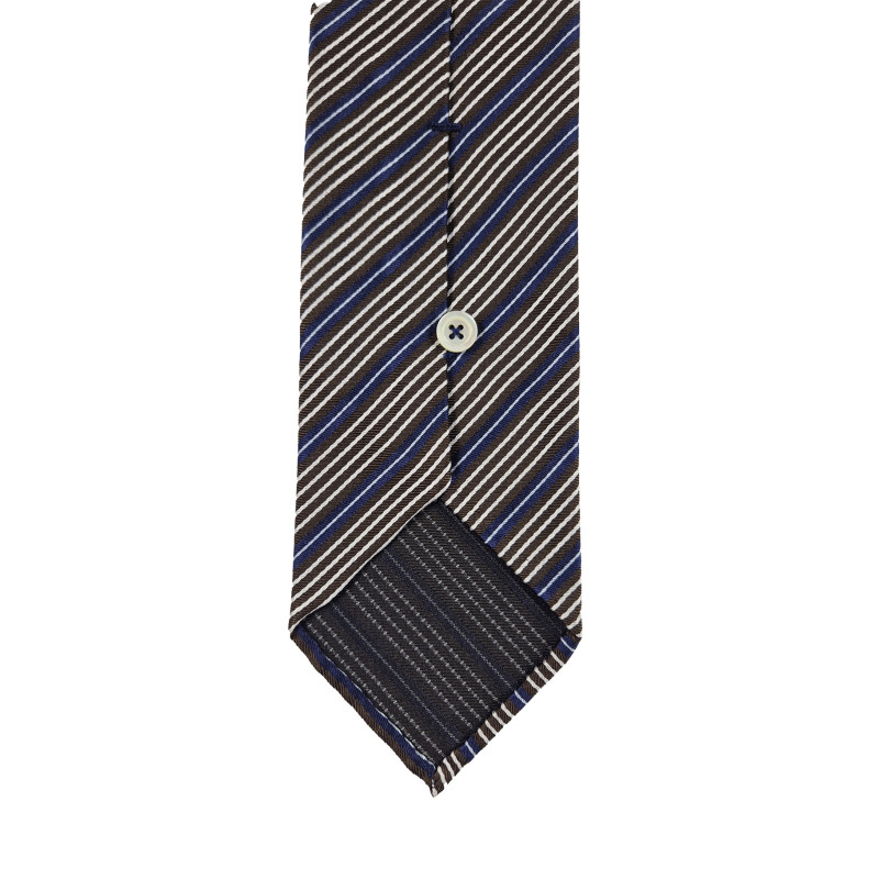 Multistripes 3 folds unlined tie - brown